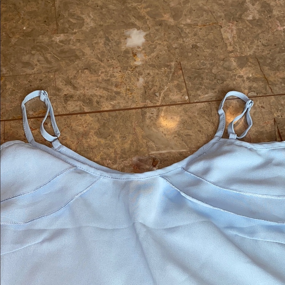 Chic Sky Blue Off-Shoulder Blouse - Picture 4 of 7